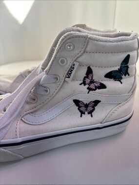 Kids Vans High-Top Butterfly Canvas Sneakers - White